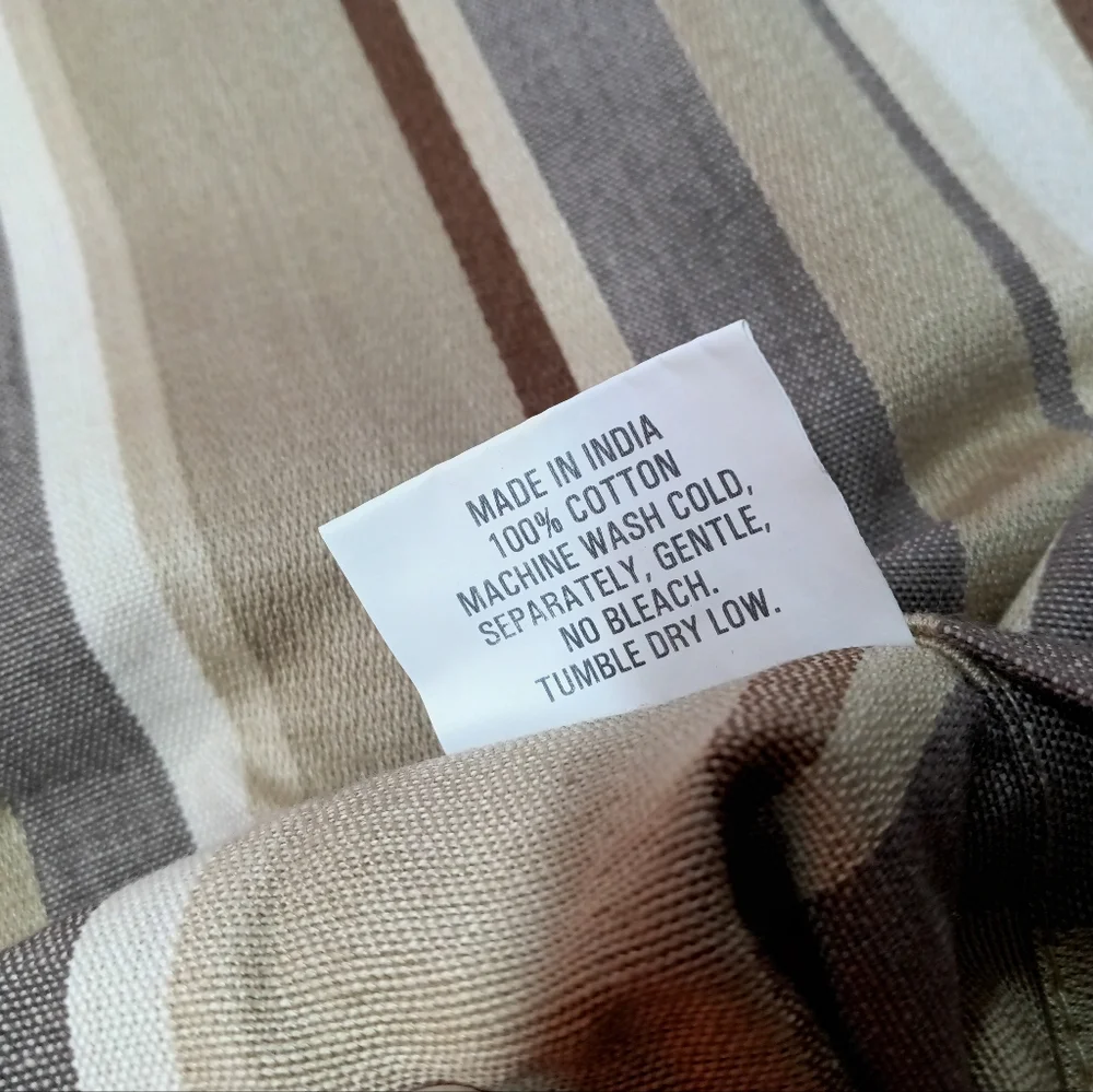 NWOT Crate&Barrel Bergen Stripe Standard Sham Pair Brown/Tan/Beige